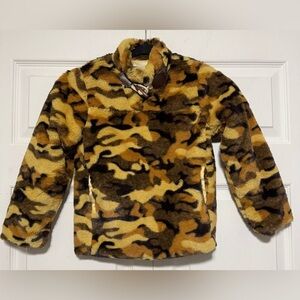 Hayden Kids Camo Print Plush Hooded Jack- Brown and Gold